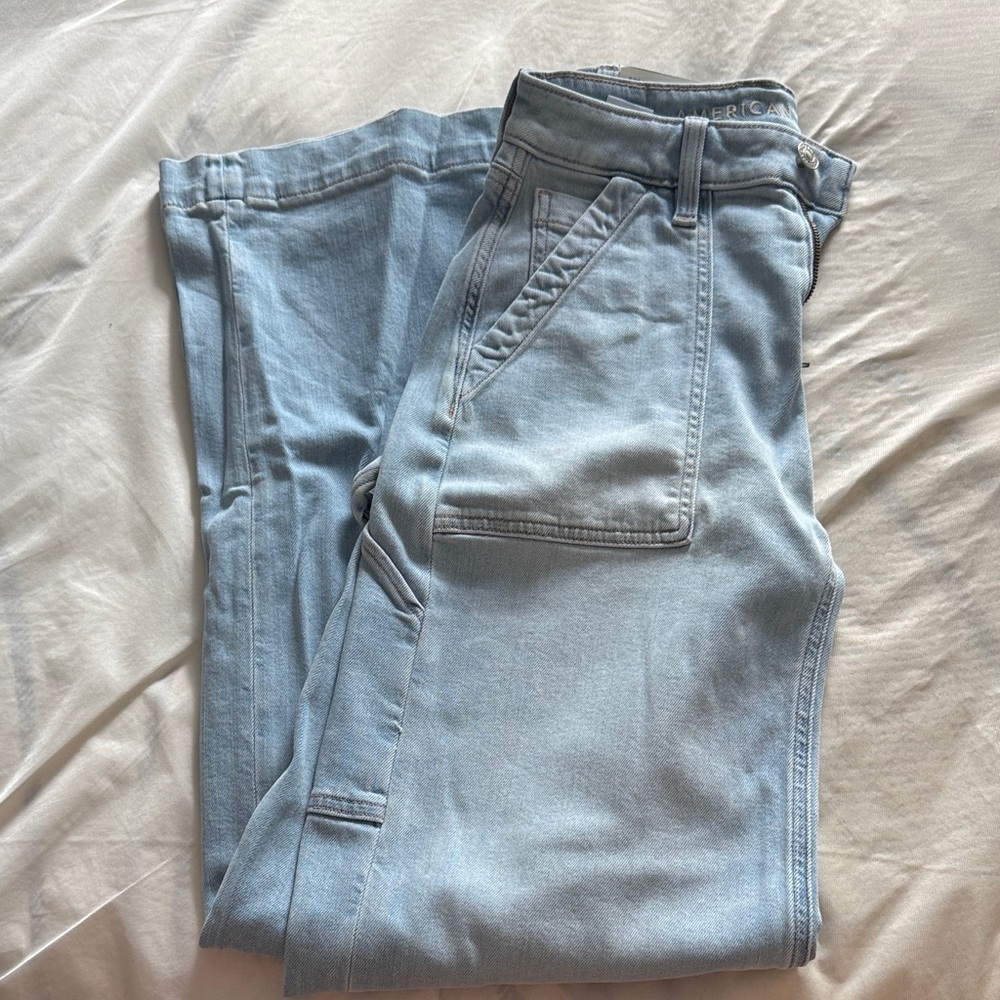 Light Wash Denim Cargo Jeans